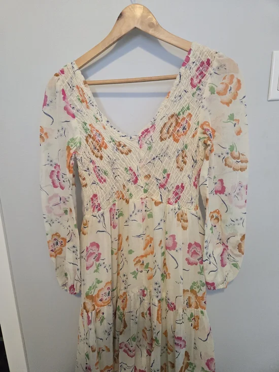 Pantel Montreal Vintage Floral Maxi Dress Size 13 Boho Cottagecore Smocked Bust - Picture 4 of 12